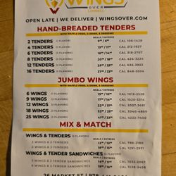 Wings Over Lowell - New minimalistic menu