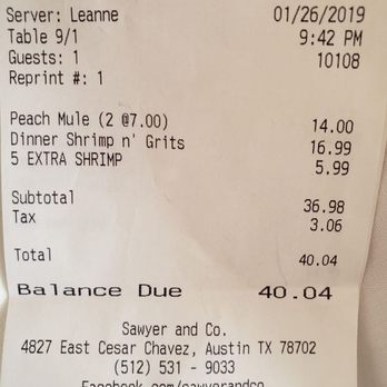 Sawyer & Co - Pricing... Not Bad. - Diners Near Me - Austin, Texas Sawyer & Co - Pricing... Not Bad. - Diners Near Me - Austin, Texas