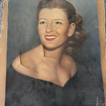Fine Art Restore - Original painting with the cracks. - Art Restoration Near Me - Porter Ranch, California