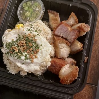 L.A. Chibugan - Lechon (crispy pork belly) breakfast with garlic rice and fried egg - Fast Food Near Me - Los Angeles, California