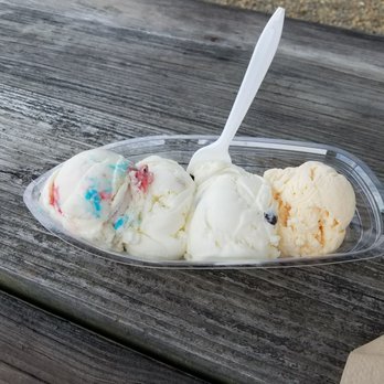 Collins Creamery - Sample dish with m&m, cookie dough, coconut choc chip, and orange pineapple. Best decision ever made! - Ice Cream & Frozen Yogurt Near Me - Enfield, Connecticut Collins Creamery - Sample dish with m&m, cookie dough, coconut choc chip, and orange pineapple. Best decision ever made! - Ice Cream & Frozen Yogurt Near Me - Enfield, Connecticut