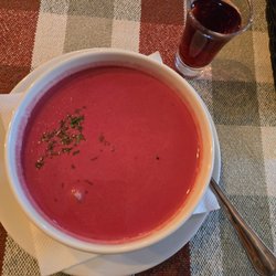 Restaurancia Polska - Creamy Beetroot & Potato Soup 19zl ($5USD), Homemade 16zl ($4USD)