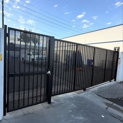 OC Local Garage Door & Gate - New commercial slide, Metal gate and a pedestrian Gate in Santa Ana by OC Local Garage Doors And Gates