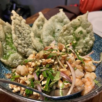 Ammata Thai Kitchen - Crispy Betel Leaves w. Grilled Shrimp Salad - Thai Near Me - River Vale, New Jersey Ammata Thai Kitchen - Crispy Betel Leaves w. Grilled Shrimp Salad - Thai Near Me - River Vale, New Jersey