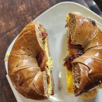 Koba Café - Cinnamon raisins with bacon egg and cheese - Coffee & Tea Near Me - Baltimore, Maryland Koba Café - Cinnamon raisins with bacon egg and cheese - Coffee & Tea Near Me - Baltimore, Maryland