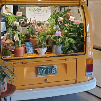 The Joy Bus Diner - Joy Bus rear full of plants - Breakfast & Brunch Near Me - Phoenix, Arizona