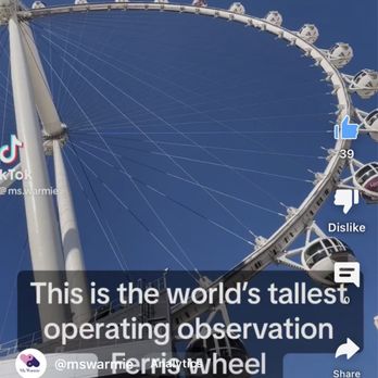 The High Roller - Day view. Watch the short video review here: https://youtube.com/shorts/9cmVoMgnOv8?si=zEJGWgxo0yO3vG7I - Amusement Parks Near Me - Las Vegas, Nevada