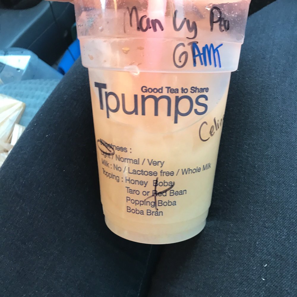 Tpumps - Pasadena - Mango/lychee/Peach green tea with almond milk! - Bubble Tea Near Me - Pasadena, California