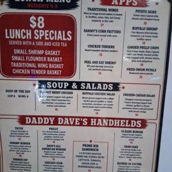Slammin Sammy's Oyster Bar - Menu for lunch.
