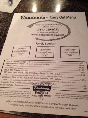 Menu photo 2 Bandana's Bar-B-Q Evansville, IN Menu photo 2 Bandana's Bar-B-Q Evansville, IN