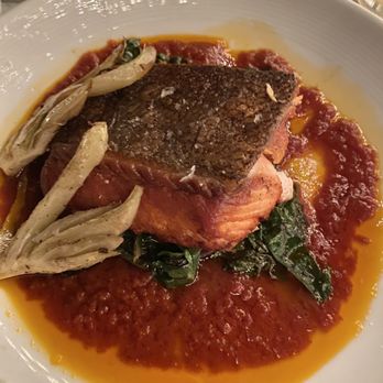 Ysabel - Salmon on Tomato Coulis Sauce - New American Near Me - West Hollywood, California