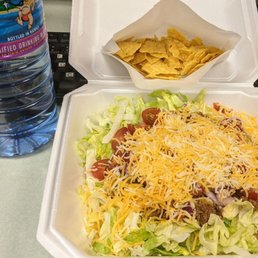 Taco salad with pico de gallo and tortilla chips