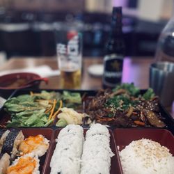 HIRO Sushi - Bento-Bulgogi, California and Spicy scallop roll