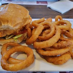 Fontana's Cafe - Spicy Louisiana Chicken Sandwich and O-rings