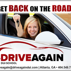 Drive Again Driving School - Classes available 7 days a week for DUI and Defensive Driving Classes.  Certified by GA Department of Driver Services:  #10258 and #2235D.