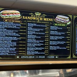 Sandwich menu