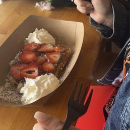 one of the special waffles.  strawberries, nutella, and whipped cream.