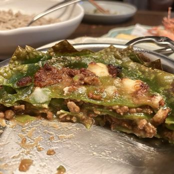 Yeobo Darling - 5th nite: lu rou lasagna (cross section), 31. unique MUST | pork shoulder in 5 layers of mum leaf pasta, béchamel dollops & parm throughout - Taiwanese Near Me - Menlo Park, California Yeobo Darling - 5th nite: lu rou lasagna (cross section), 31. unique MUST | pork shoulder in 5 layers of mum leaf pasta, béchamel dollops & parm throughout - Taiwanese Near Me - Menlo Park, California