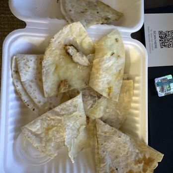 Gusanoz Mexican Restaurant - Quesadilla with no cheese and "very" little chicken. I paid for a tortilla only as you can see!!! - Mexican Near Me - Lebanon, New Hampshire Gusanoz Mexican Restaurant - Quesadilla with no cheese and "very" little chicken. I paid for a tortilla only as you can see!!! - Mexican Near Me - Lebanon, New Hampshire