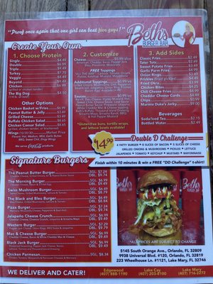 Menu photo 4 Beth's Burger Bar Lake Mary, FL