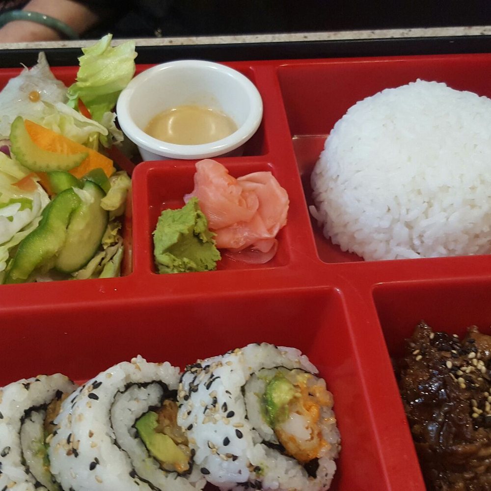 Mt Fuji Teppanyaki - Bento box C6- beef teriyaki with rice, salad and california rolls - Japanese Near Me - Edmonton, Alberta Mt Fuji Teppanyaki - Bento box C6- beef teriyaki with rice, salad and california rolls - Japanese Near Me - Edmonton, Alberta