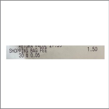 Walgreens - Walgreens shopping bag fee scam - A receipt from Walgreens displays a $1.50 shopping bag fee, with details of 30 bags at $0.05 each. - Drugstores Near Me - Bangor, Maine