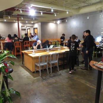 Hajime - Inside. Main dining room. Communal dining tables. - Ramen Near Me - Atlanta, Georgia Hajime - Inside. Main dining room. Communal dining tables. - Ramen Near Me - Atlanta, Georgia