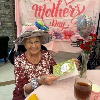 The Waverly - Gloria looks beautiful in the Mom Day hat that staff made her. 93!! - Assisted Living Facilities Near Me - Trinity, Florida The Waverly - Gloria looks beautiful in the Mom Day hat that staff made her. 93!! - Assisted Living Facilities Near Me - Trinity, Florida