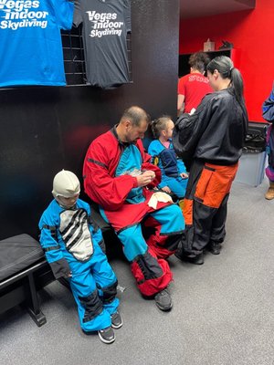 Photo of Vegas Indoor Skydiving - Las Vegas, NV, US. Family getting ready to fly.