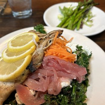 The Trailhead - Trout on kale salad - Burgers Near Me - Black Mountain, North Carolina The Trailhead - Trout on kale salad - Burgers Near Me - Black Mountain, North Carolina