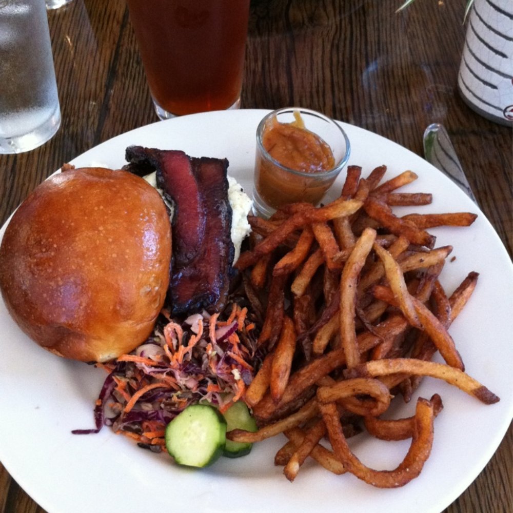 Wise Acre Eatery - Brie and bacon burger, fries with pumpkin ketchup. - Breakfast & Brunch Near Me - Minneapolis, Minnesota Wise Acre Eatery - Brie and bacon burger, fries with pumpkin ketchup. - Breakfast & Brunch Near Me - Minneapolis, Minnesota