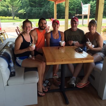 The Boathouse Grill & Creamery - Sitting in the pontoon outside! Get the Pirates Bounty and Black Cherry, you won't be disappointed! - American Near Me - Conover, Wisconsin