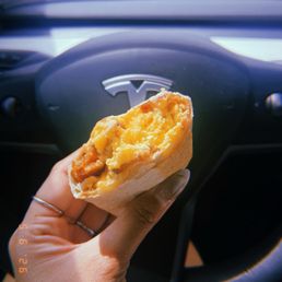 Breakfast burrito with bacon, eggs, and cheese