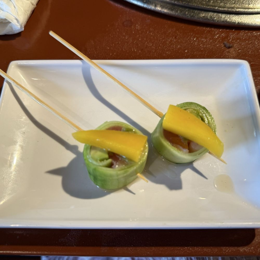 GogiNori - Lady (cucumber wrapped sushi w/mango on top) - Korean Near Me - Irvine, California GogiNori - Lady (cucumber wrapped sushi w/mango on top) - Korean Near Me - Irvine, California