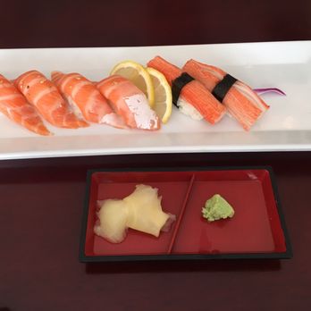 Mika Sushi - Ordered a California Roll & Crunch Shrimp Roll, along with 2 Salmon Nigiri and 1 Crab Sticks. All for $20. - Japanese Near Me - Orange, California