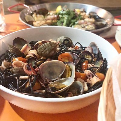 Photo of California Fish Market Restaurant - San Francisco, CA, US. Black ink squid & grigliata