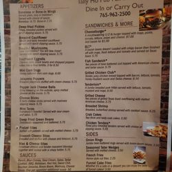 Tally Ho Pub - Current menu