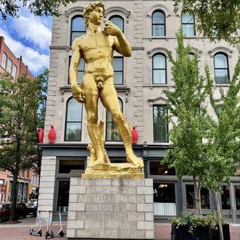 Statue of David - 08.28.25 The Midwestern United States' tribute to Michelangelo is a foam statue sprayed with gaudy gold paint - Landmarks & Historical Buildings Near Me - Louisville, Kentucky Statue of David - 08.28.25 The Midwestern United States' tribute to Michelangelo is a foam statue sprayed with gaudy gold paint - Landmarks & Historical Buildings Near Me - Louisville, Kentucky