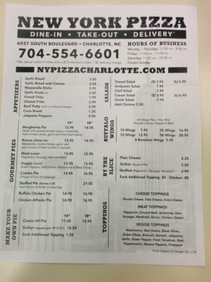Menu photo 7 500 Degrees New York Style Pizzeria - South Blvd Charlotte, NC