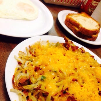 Jennifer's Roundabout Restaurant - Sparks hash (onions, green peppers, hash browns, cheese, ham), eggs and gluten free toast which is homemade and delicious! - American Near Me - Mesick, Michigan Jennifer's Roundabout Restaurant - Sparks hash (onions, green peppers, hash browns, cheese, ham), eggs and gluten free toast which is homemade and delicious! - American Near Me - Mesick, Michigan