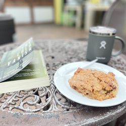 Lily's Coffee House - Maple scone and dark roast brew.