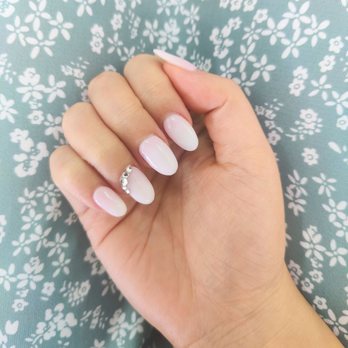 Imagine Nails & Spa - Ombre white and pink nails with silver gems - Nail Salons Near Me - Roanoke, Virginia