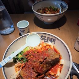 The trifecta! Pork, Tomato, and egg with an added braised short rib on top!