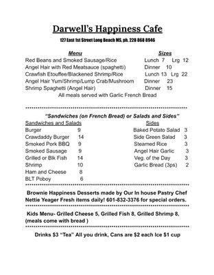 Menu photo 2 Darwell's Cafe Long Beach, MS Menu photo 2 Darwell's Cafe Long Beach, MS