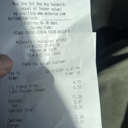 McDonald's - 4.79 for fries almost 5.00 hats just not American.