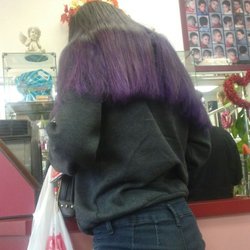 Girl got her hair dyed purple.