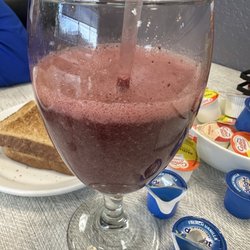 The Breakfast Factory - Organic juice- strawberry, blueberry, banana, orange juice.