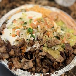 Emiliano's Taco Shop #2 - Asada, Emiliano's Bowl (delicious) sour cream, guacamole, and pico added