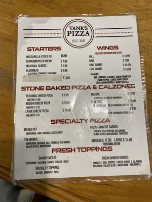 Menu photo 4 Tank's Pizza San Antonio, TX Menu photo 4 Tank's Pizza San Antonio, TX
