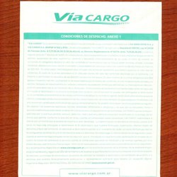 Vía Cargo - Cotnrato donde desligan responsabilidad de los paquetes que transportan.